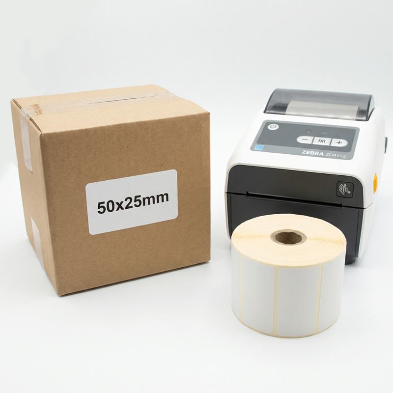 Termální etikety 50×25 mm, 1300 ks., Dutinka 19 mm Bílé