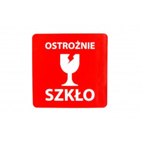 Výstražné samolepící  etikety  s nápisem "Ostrożnie, szkło", 70x70mm, 1000ks, 40mm