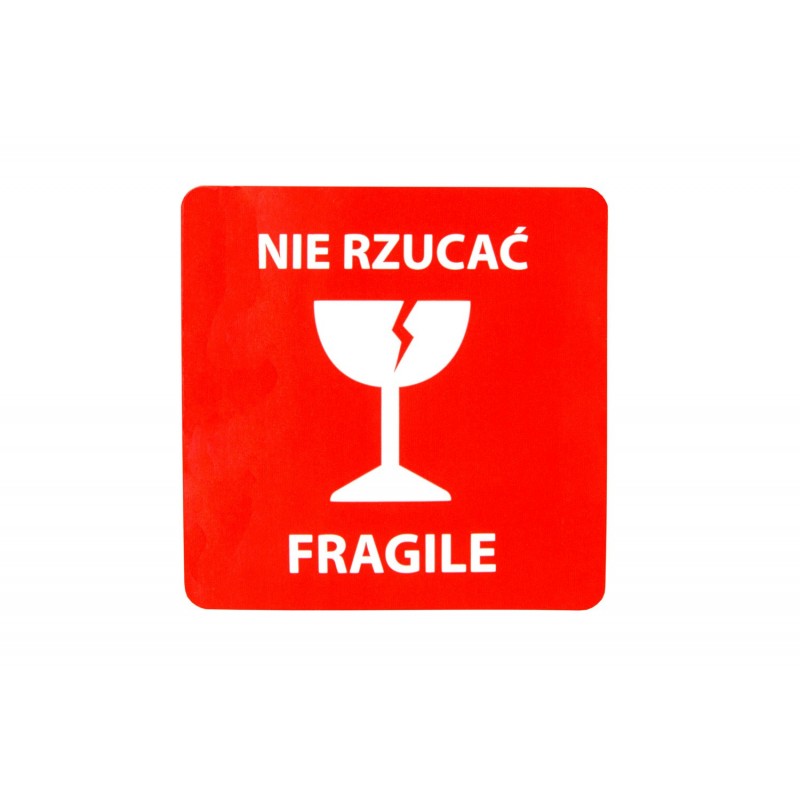Výstražné samolepící  etikety  s nápisem "Nie rzucać FRAGILE", 70x70mm, 1000ks, 40mm
